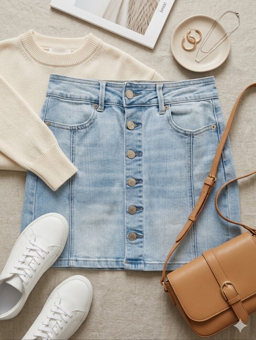 American Eagle Super Stretch Button Down Front Light Wash Denim Skirt